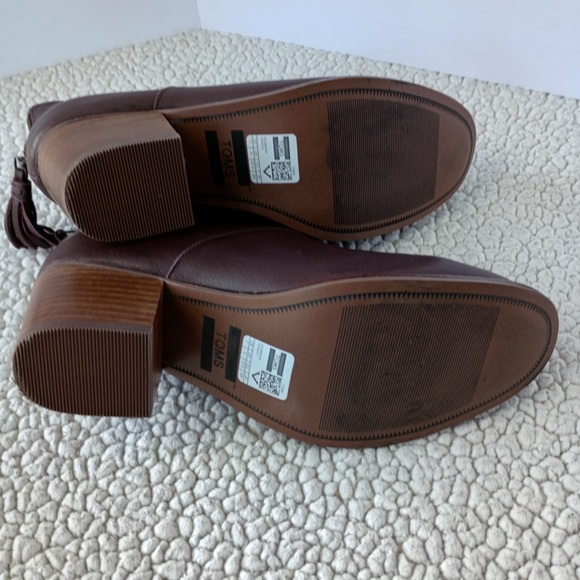 Toms Womens Boot Leila Back Zipper Ankle Bootie Size 7 Oxblood Leather Shoe-Boot - Picture 7 of 7